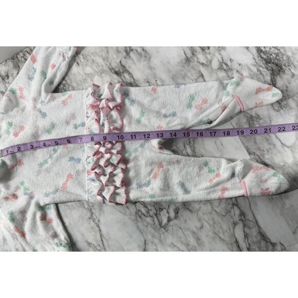 VTG Carters Baby 3-6M Collared Bow Print Ruffle Bottom Terrycloth Romper Sleeper - Picture 7 of 7